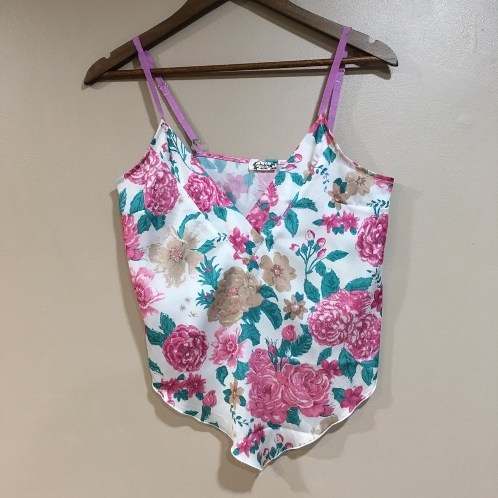 Free People Intimately Floral Handkerchief Cami Tank Top Womens XS Pink Cottage